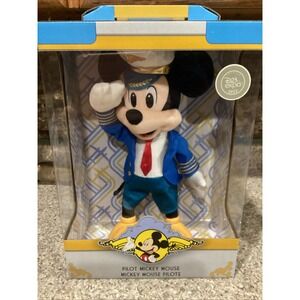 NWT Mickey Mouse D23 Plush Captain Saluting Pilot Blue Cathay Pacific Airways